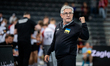 Raul Lozano, head coach for the Ukraine national team, is seen during the volleyball match...
