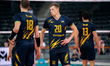 Oleksandr Nalozhnyi plays during the volleyball match between Germany and Ukraine in Gliwi...