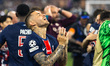 Lucas Hernandez of Paris Saint-Germain celebrates after winning the UEFA Champions League...