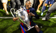 Ousmane Dembele of Paris Saint-Germain celebrates with the trophy after the UEFA Champions...