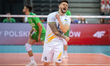 Vitalii Shchytkov celebrates after scoring a point during the volleyball match between Bul...