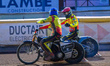 Tobiasz Musielak in blue and Matej Zagar in red, both from Birmingham Brummies, congratula...