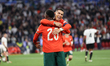 Cristiano Ronaldo of Portugal celebrates scoring his team's second goal during the UEFA Na...
