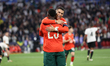 Cristiano Ronaldo of Portugal celebrates scoring his team's second goal during the UEFA Na...