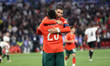 Cristiano Ronaldo of Portugal celebrates scoring his team's second goal during the UEFA Na...