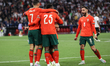 Cristiano Ronaldo of Portugal celebrates scoring his team's second goal during the UEFA Na...