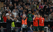 Cristiano Ronaldo of Portugal acknowledges the fans as he is substituted off the pitch dur...