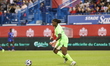 Goalkeeper Kaina Cesar Pietrus #1 of Haiti drives the ball forward during the Women's Inte...
