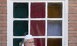 An elderly Iranian man in ihram waits to participate in a symbolic Haj, ''Haj Al Kabeer,''...
