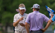 Bernhard Langer points at Justin Leonard during round 1 of The American Family Insurance C...