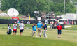 Angel Cabrera celebrates a double eagle on hole 7 during round 1 of The American Family In...