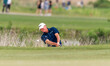 Steve Stricker hits a shot from the bunker on hole 7 during round 1 of The American Family...