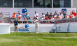 Bernhard Langer hits a tee shot on the 16th tee during round 1 of The American Family Insu...