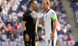 The referee Igor Pajac and Harry Kane are present during the match between the national te...
