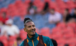 Sebastian Haller, a striker from Cote D'Ivoire, smiles during the warm-up at the 2025 Cana...