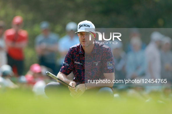 CALEDON, ONTARIO - JUNE 07: Taylor Pendrith of Canada lines up his putt on the 16th green during the third round of the RBC Canadian Open 20... by Amy Lemus/NurPhoto