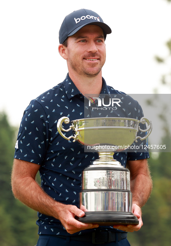 CALEDON, ONTARIO - JUNE 08: Nick Taylor of Abbotsford, British Columbia, Canada poses with the Rivermead Cup trophy for the lowest scoring C... by Amy Lemus/NurPhoto