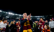 Claudio Ranieri head coach of AS Roma greets Roma fans with a farewell tour of the pitch a...