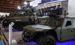 Armored vehicles are displayed at the Indonesian pavilion during the Indo Defence 2025 Exh...