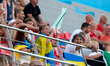 Ukraine fans attend the European Aquatics Men's Water Polo Championships Qualification Rou...