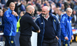 Iceland coach Arnar Gunnlaugsson and Scotland's coach Steve Clarke are in action during an...