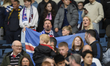 Iceland fans are in action during an International Friendly match between Scotland and Ice...