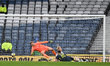 John Souttar of Scotland scores his side's first goal during an International Friendly mat...