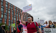 Demonstrators participate in the 'No Kings' 50501 National Day of Action to protest agains...
