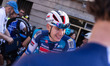 Jonathan Vervenne of the Soudal Quick-Step Devo Team stands with his teammates at the 2nd...
