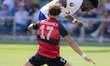Patrick Agyemang #24 of the United States and Rio Solomon Cardines #17 of Trinidad and Tob...