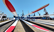 Wind power equipment is gathered at the port for shipment and export abroad in Lianyungang...
