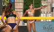 Claudia Scampoli and Eleonora Sestini of the Italian team play against Simone Vervloet and...