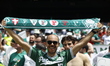 Palmeiras fans react during the first half of the FIFA Club World Cup 2025 Group A match b...