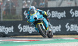 Raul Fernandez of the Trackhouse MotoGP Team APRILIA participates in the warm-up of the Br...