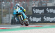 Raul Fernandez of the Trackhouse MotoGP Team APRILIA participates in the warm-up of the Br...
