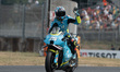Raul Fernandez of the Trackhouse MotoGP Team APRILIA participates in the warm-up of the Br...