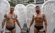 Revelers pose for a picture during the 29th LGBT Pride Parade in Sao Paulo, Brazil, on Jun...