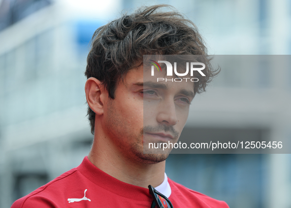 MONTREAL, CANADA - JUNE 12: Charles Leclerc of Monaco and Scuderia Ferrari speaks to the media on preview day for the Formula 1 Canadian Gr...