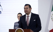 Governor of the State of Puebla, Alejandro Armenta, speaks during the announcement of the...