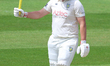 Alex Lees of Durham celebrates his fifty during the Rothesay County Championship match bet...