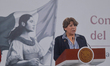 Delfina Gomez Alvarez, Governor of the State of Mexico, speaks during a press conference t...