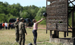 Participants of a one-day 'Train with the Army' training take part at GOSz Pasternik in Kr...