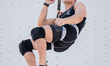 Zach Hammer competes in the IFSC Speed Climbing World Cup at the Main Market Square in Kra...