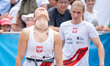 Natalia Kalucka and Aleksandra Kalucka compete in the IFSC Speed Climbing World Cup at the...