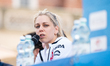Aleksandra Miroslaw participates in a press conference at the IFSC Speed Climbing World Cu...