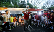 A child from various soccer schools juggles a ball ahead of the Oxford United vs Port FC m...
