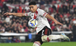 Maximiliano Salas of River Plate plays during the match between River Plate and Platense a...