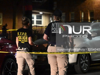 A 22-year-old man is shot in the head and a 40-year-old man is shot in the leg outside a NYCHA project in the area of 253 Kingsborough 2nd W... by Kyle Mazza/NurPhoto