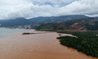 A view shows the sea waters contaminated by nickel mines in the village of Torete near the...