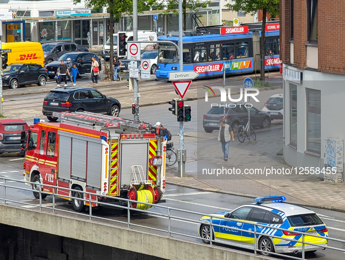Emergency Response With Fire Engine And Police Car In Munich